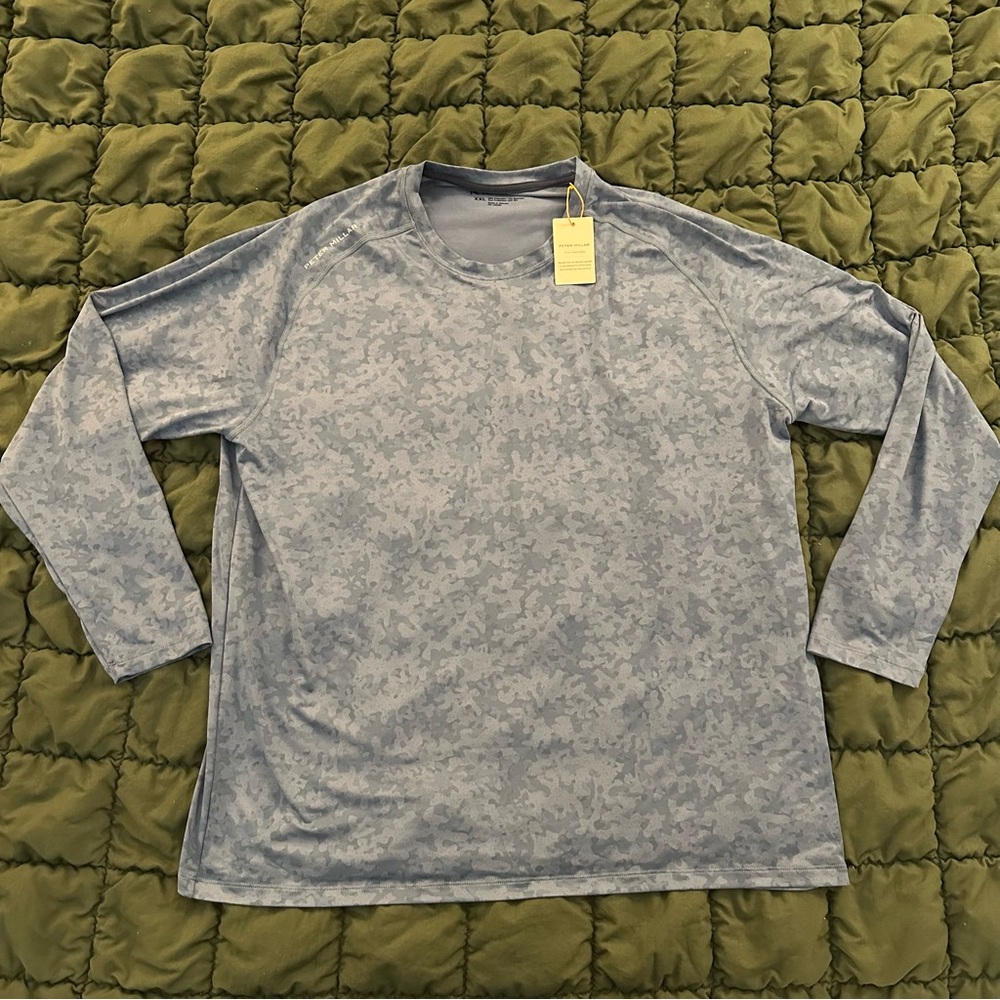 Peter Millar Aurora Performance Long-Sleeve Golf T-Shirt | Men’s 2XL | Blue